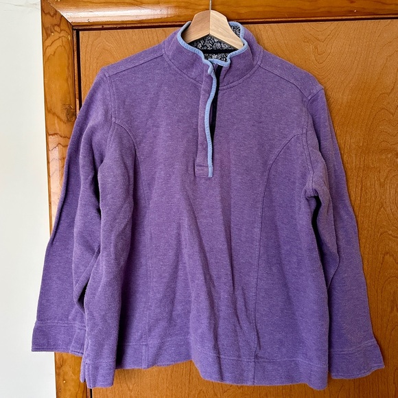 Orvis Women's Purple Long Sleeve Quarter Zip Cotton-Blend Pullover - Picture 2 of 5